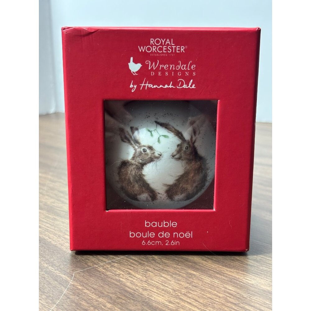 Royal Worcester Wrendale Designs Christmas Ornament With Hare Illustration